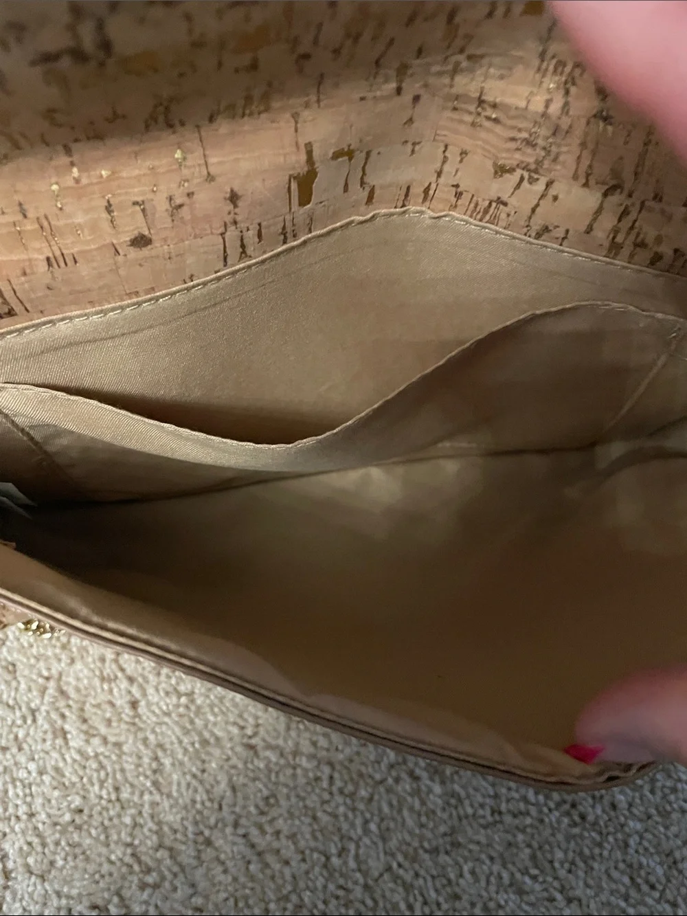 Lilly Pulitzer Cork Envelope Crossbody in Tan with Gold Chain